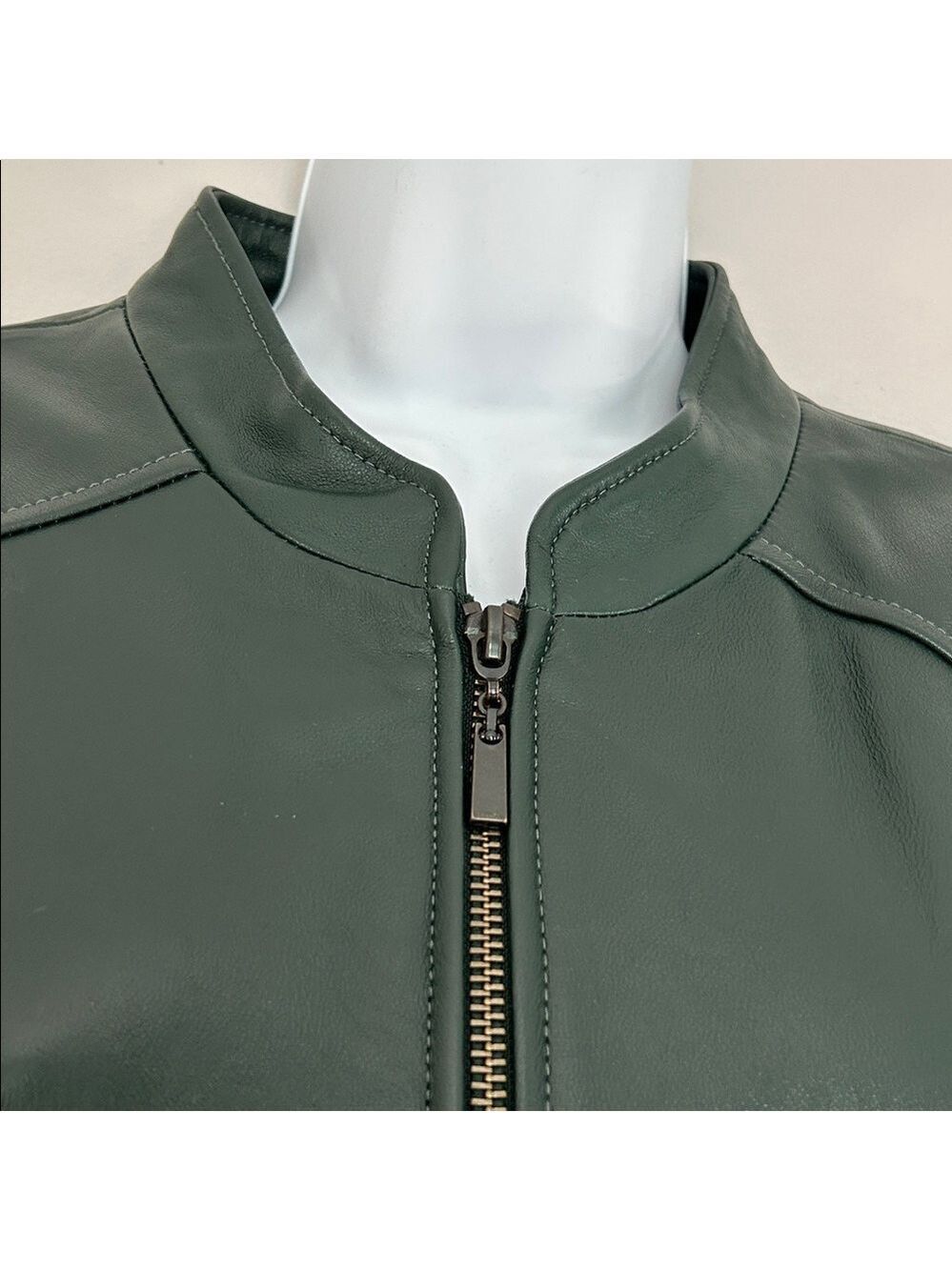 Denim & Co Women's Green Leather Jacket - Picture 5 of 13